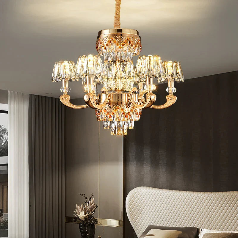 Crystal Luxury Chandelier: Elegant European Atmosphere Lighting for Living Room, Bedroom, and Restaurant