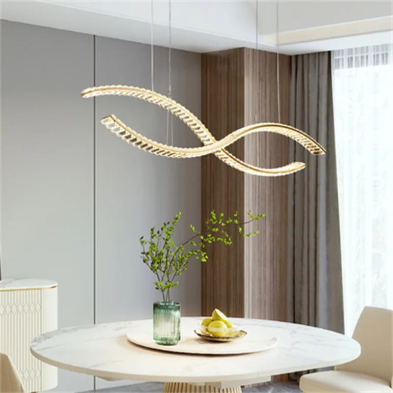Crystal LED Pendant: Modern Minimalist Chandelier for Home Dining Living Room Decor