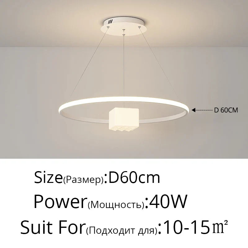LED Chandelier: Modern White Hanging Light for Living Room Kitchen, Indoor Decor Lamps