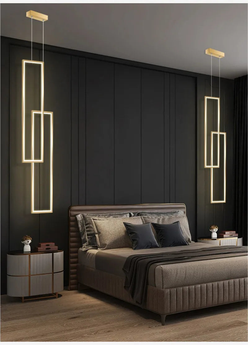 Modern Rectangle LED Pendant Chandelier Luminaire for Home Decor and Lighting