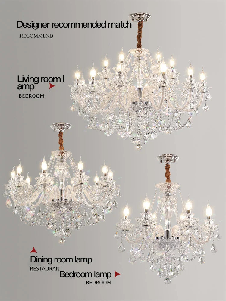 Crystal Chandelier LED Candle K9 Crystal Lamp for Living Dining Bedroom Shop