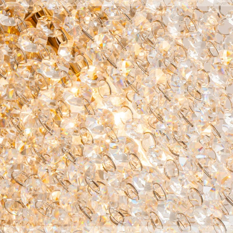 Crystal Chandelier: Luxury Gold Ceiling Light Fixture for Living Room, Bedroom - LED Square Design