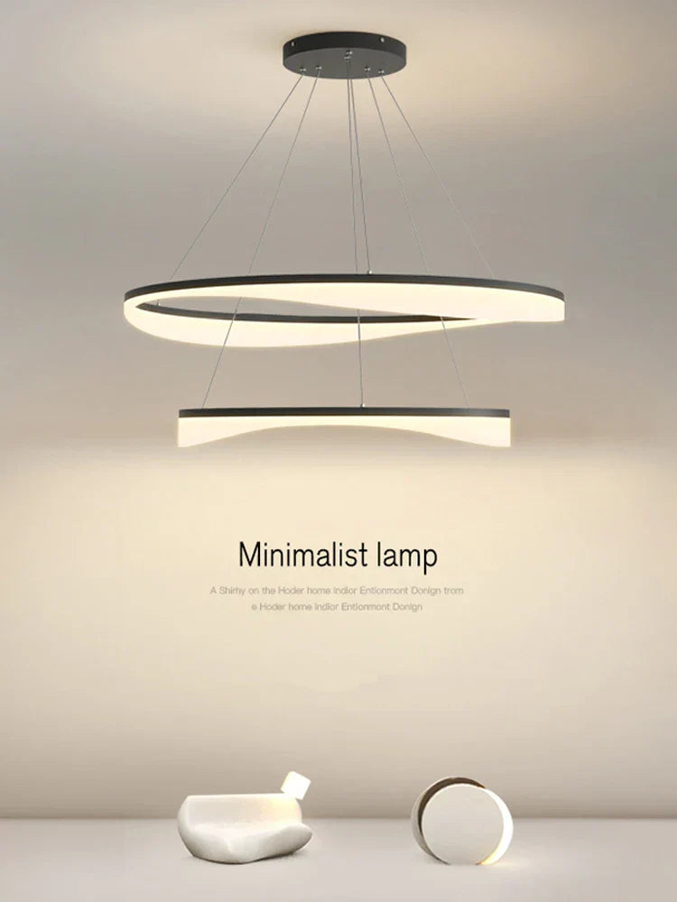 Modern Circle LED Pendant Light Dimmable Chandelier for Living Room Bedroom Décor