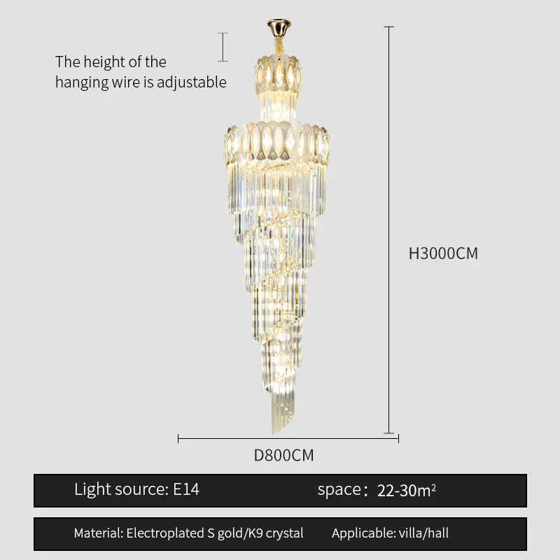 Villa Stair Chandelier: Luxury Post-modern Pendant Light for Hotel Lobby
