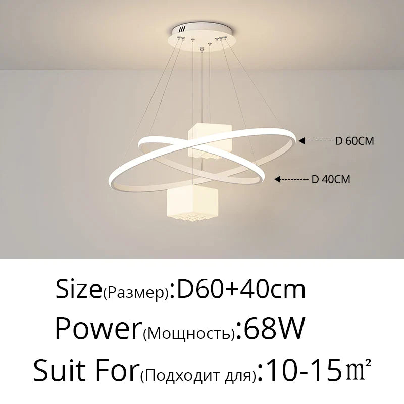 LED Chandelier: Modern White Hanging Light for Living Room Kitchen, Indoor Decor Lamps