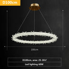 Luxe Crystal Pendant Light - Dimmable LED Art Deco Circle Lamp