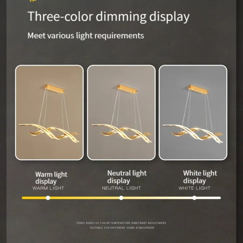 Modern Gold Dimmable LED Pendant Chandelier for Dining Room Kitchen Island