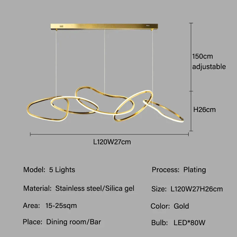 Luxury Steel Pendant Chandelier Dimmable LED Luminarias