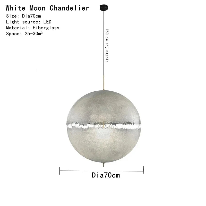 Moon LED Chandelier Fiberglass Pendant Lamp for Home Decor Lighting