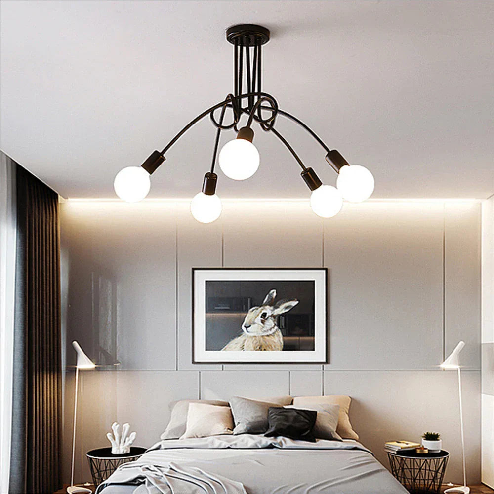 Nordic Wrought Iron Sputnik Ceiling Light Chandelier for Home Decor