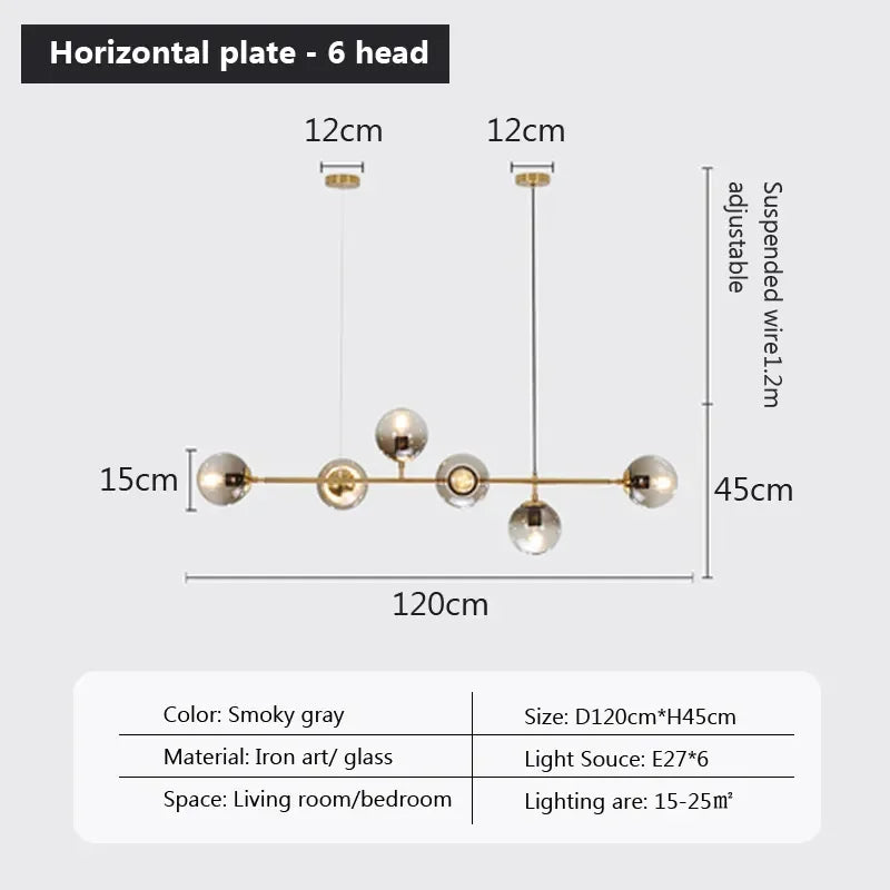 LED Glass Pendant Chandelier: Modern Nordic Style for Dining Room, Bedroom Decor