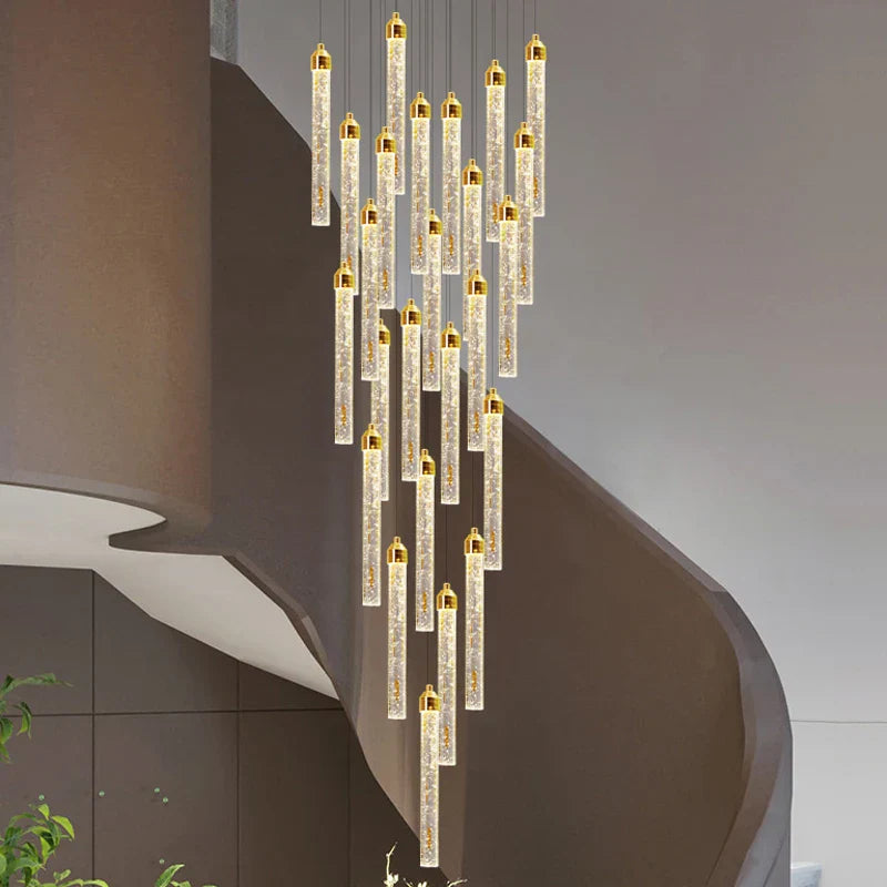 Crystal Chandelier: Elegant LED Staircase Lamp for Deluxe Living Room Decor