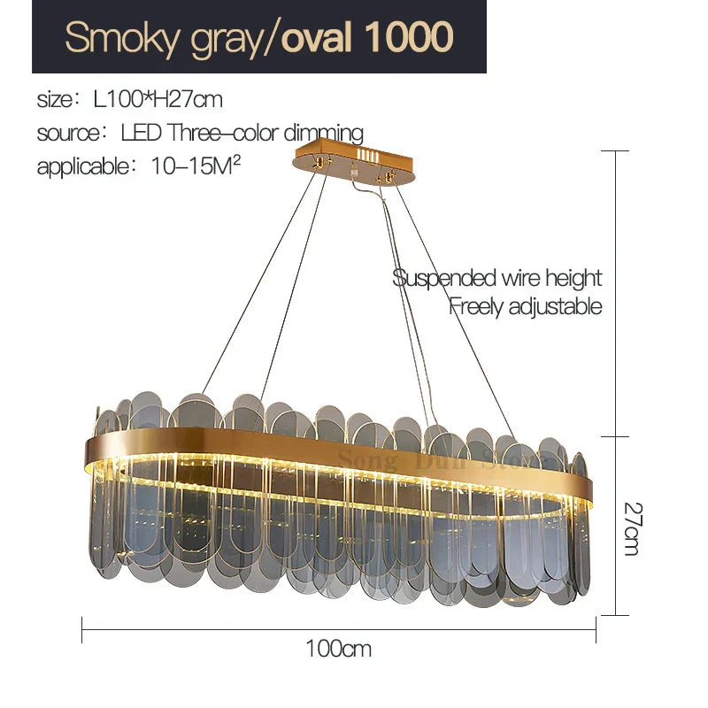 Modern Crystal Glass Chandelier Light for Living Room Dining Bedroom Kitchen Décor