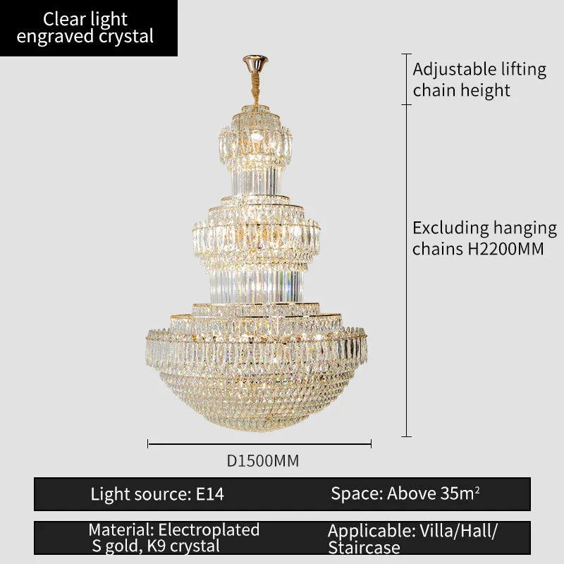 Crystal Chandelier: Elegant Lighting for Home, Villa, Hotel Lobby