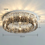 Modern Luxury LED Crystal Ceiling Chandelier for Living Room - Chrome Finish