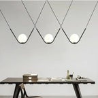 Perle Trio Pendant Lamp: Golden Black Metal Linear Dining Light