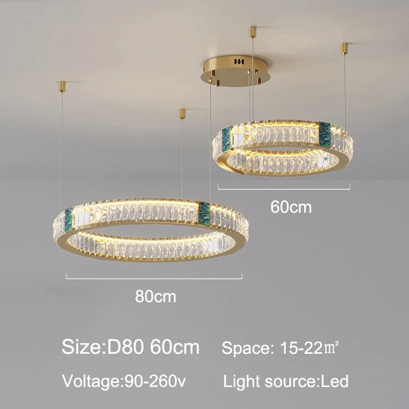 Luxury Golden Crystal Round Ceiling Chandelier with Remote Control LED Light