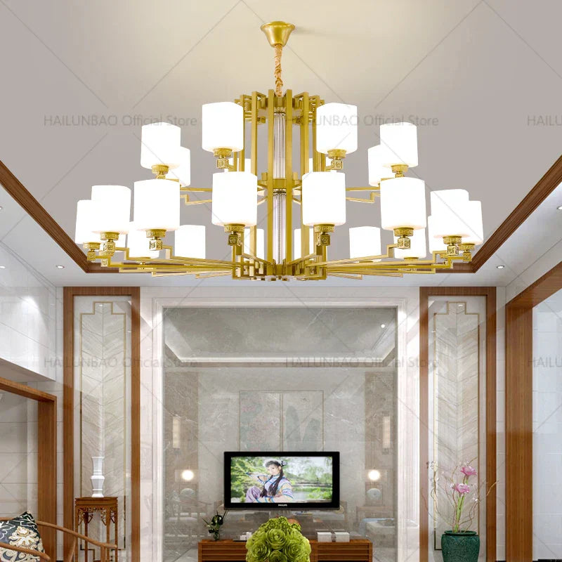 2024 New Duplex Villa Chandelier: High Jump Floor Hollow Lamps Lighting
