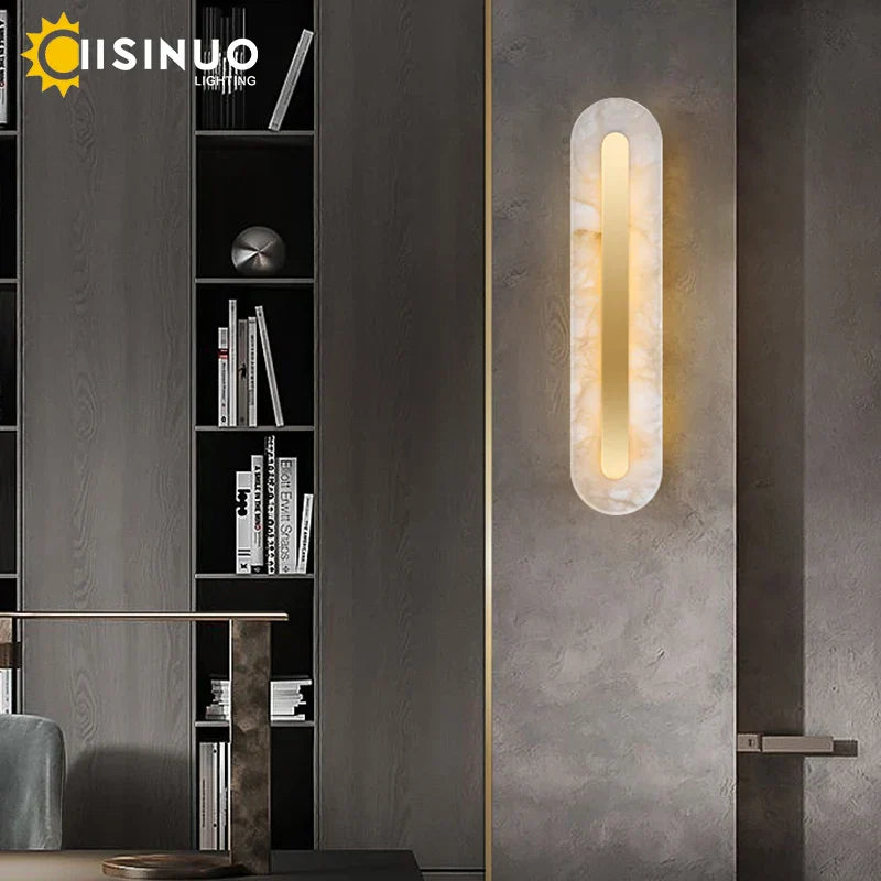 Marble Wall Light: Modern Copper Gold LED Sconce for Bedroom Hotel Corridors
