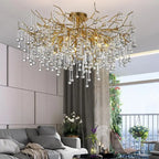 Modern Crystal Gold Tree Branch Ceiling Chandelier for Bedroom and Living Room