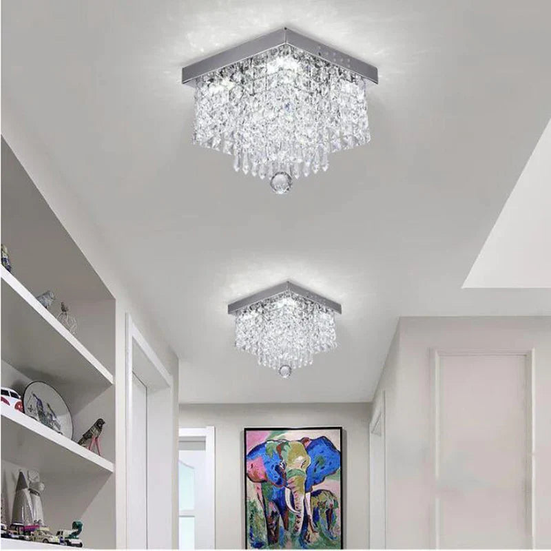 Crystal Square Ceiling Lamp: Elegant Lighting for Corridor, Ladder, Entrance