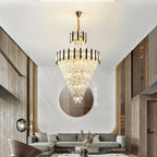 Crystal Chandelier Light: Villa Living Room Luxury Loft Spiral Staircase Long Chandelier