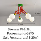 Nordic LED Pendant Light White Red 3 Heads 5Head Dining Room Kitchen Living Room