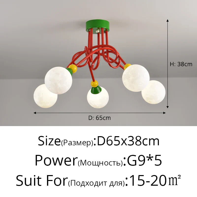 Nordic LED Pendant Light White Red 3 Heads 5Head Dining Room Kitchen Living Room