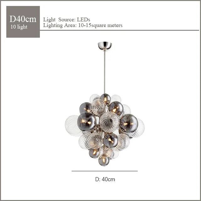 Glass Globe LED Chandelier Pendant Light for Nordic Luxury Living Room