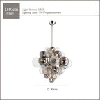 Glass Globe LED Chandelier Pendant Light for Nordic Luxury Living Room