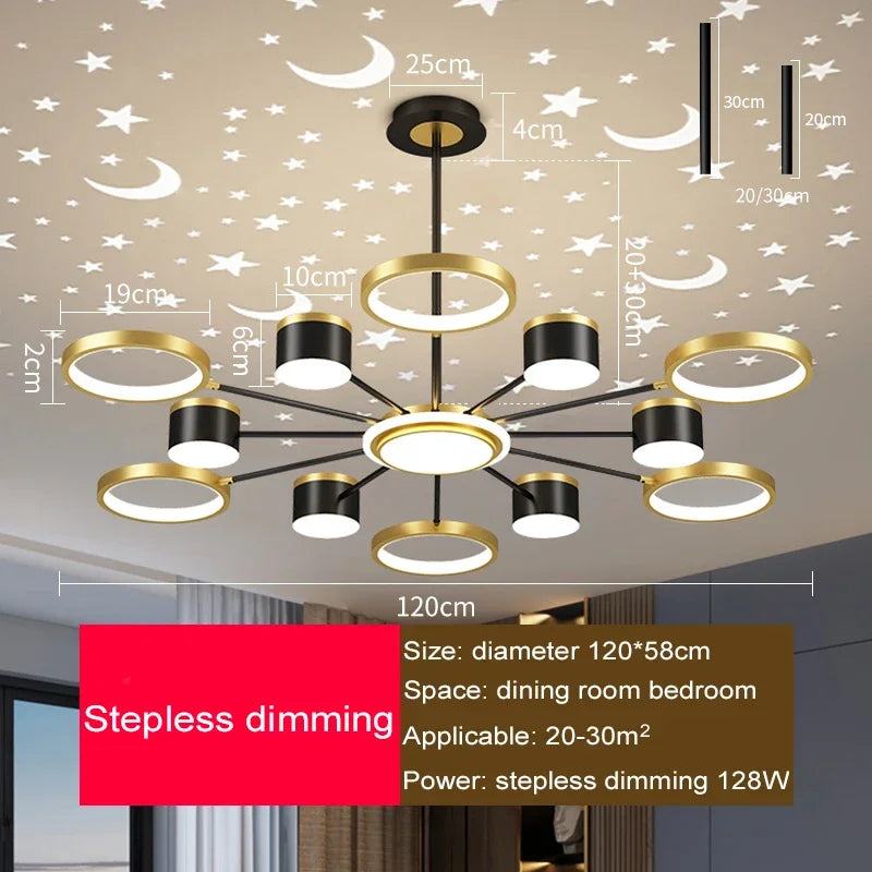 Starry Sky 6-Light Dimmable Ceiling Chandelier - White Modern Home Lighting
