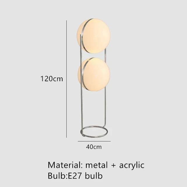 Chrome Metal LED Floor Lamp with White Acrylic Ball Light for Home Decoration