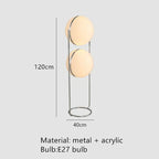 Chrome Metal LED Floor Lamp with White Acrylic Ball Light for Home Decoration