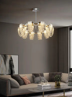 Crystal Pendant Light for Ceiling and Dining Room Decor - Luxe Stainless Steel Chandelier