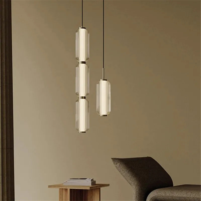 Glass Staircase Pendant Light: American Retro Minimalist Restaurant Foyer Artistic Lamp