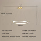 Nordic Round LED Ring Chandelier for Living Dining Bedroom