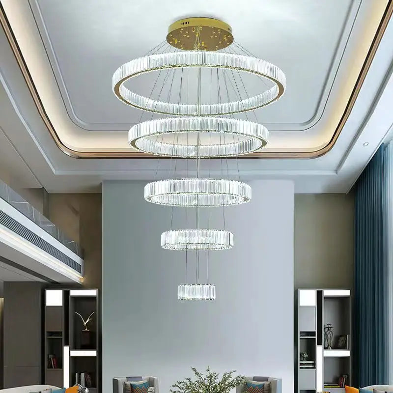 Crystal Chandelier: Modern Luxury Golden Lighting for Villa, Duplex Hall
