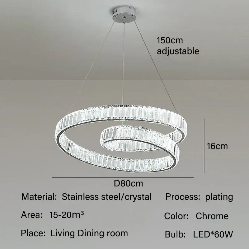 Crystal LED Pendant Lights: Modern Luxury Chandelier for Living and Dining Rooms