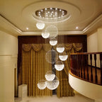 Crystal Ball Chandelier: Modern LED Spiral Pendant Light for Staircase, Living Room, Lobby