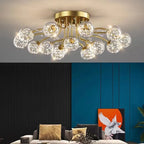 Glass Bubble Ball Crystal LED Ceiling Light - Black Gold Aesthetic Décor