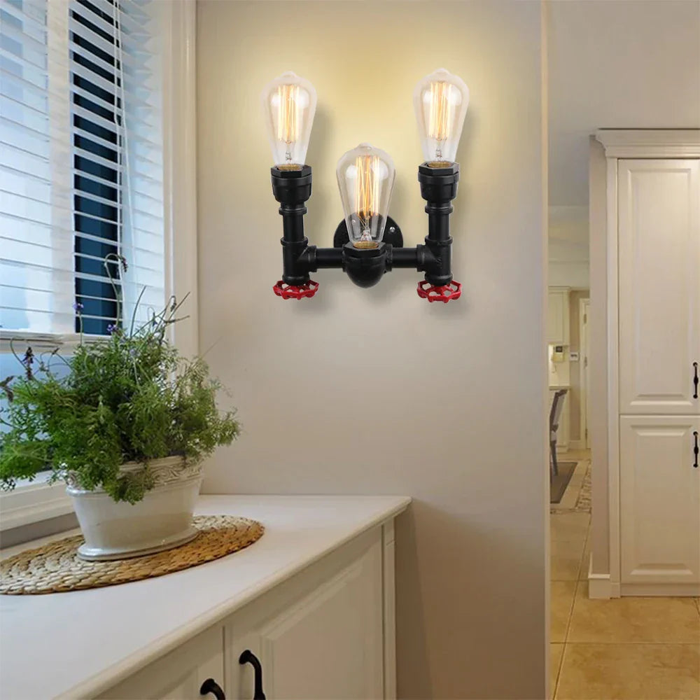 Rustic Water Pipe Wall Sconce Light for Home Decor