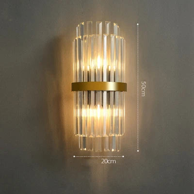 Art Deco Stainless Steel Crystal LED Wall Sconce Black Gold Bedroom Corridor