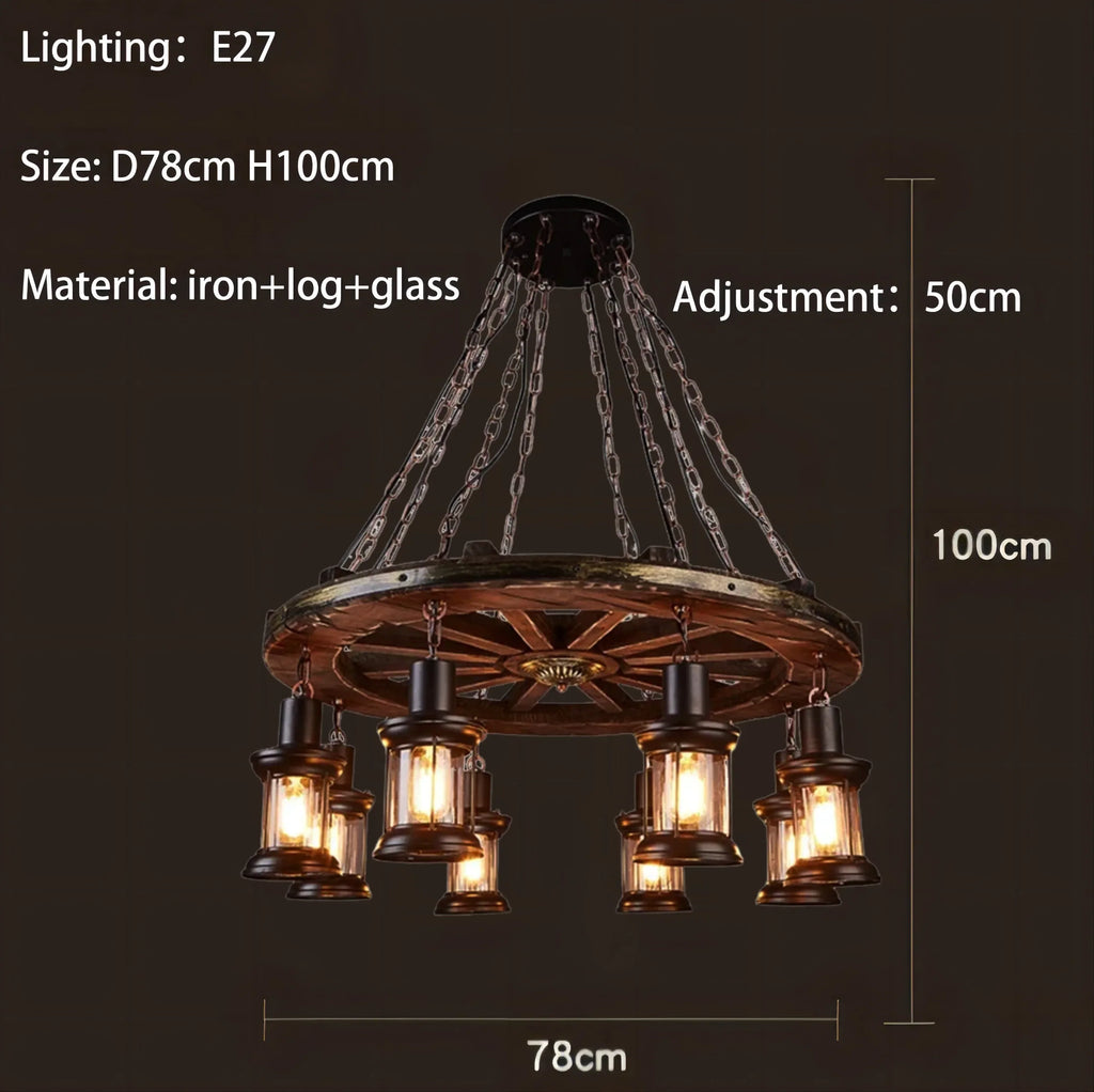 Iron Wheel LED Pendant Lights - Industrial Metallic Lustre Hanging Lamps