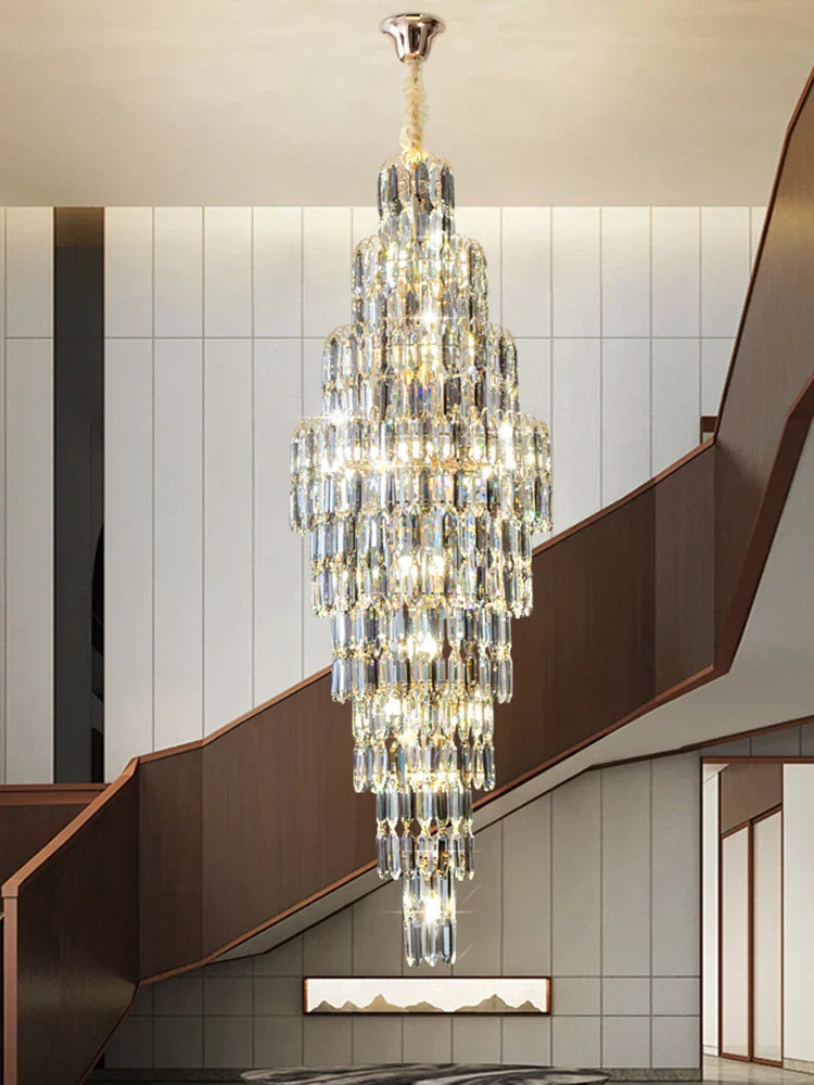 Crystal Spiral Pendant Light Chandelier Loft Luxury Staircase Elegant Upscale