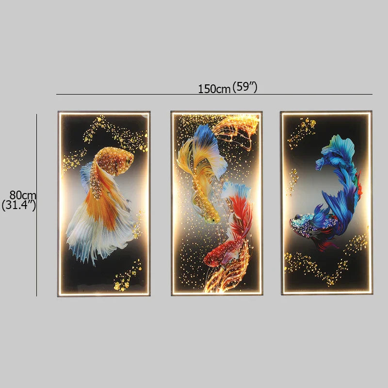 Fish LED Wall Sconces Set of 3 for Modern Home Decor & Ambiance