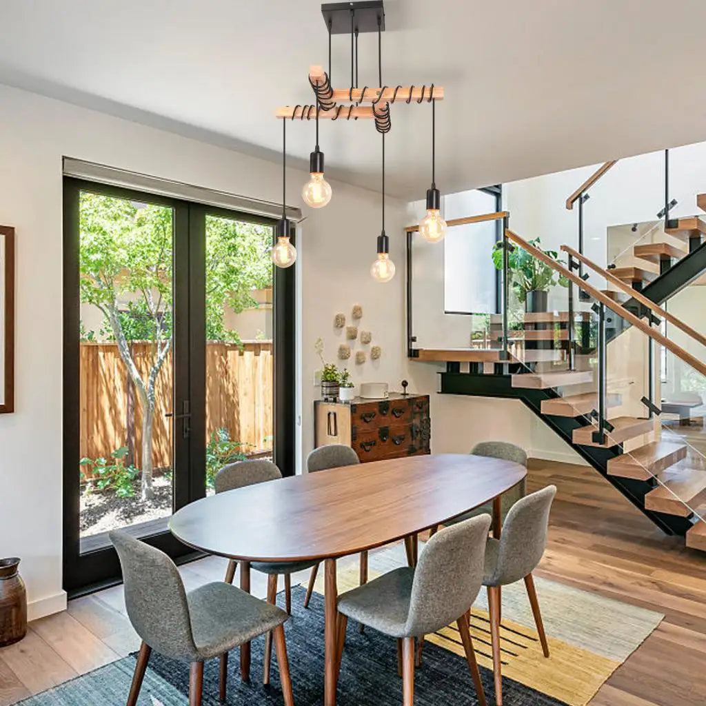 Vintage Industrial Black 4-Head Ceiling Light Fixture for Kitchen, Balcony, Living Room