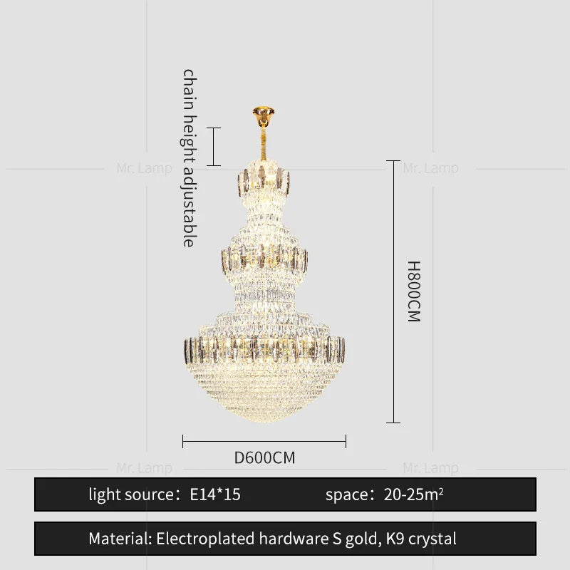 Light Luxury Crystal Chandelier: Postmodern Elegance for Hotels, Villas, and Duplexes