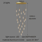 Crystal Penthouse Chandelier: Luxury Staircase Pendant Light for Modern Living Room & Loft