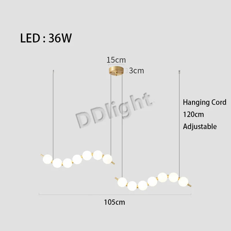 Modern LED Copper Ceiling Chandelier White Ball Pendant Light Fixtures