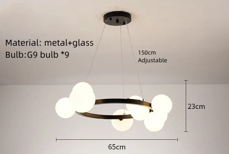Glass Chandelier G9 Hanging Light for Living Room Bedroom Decor